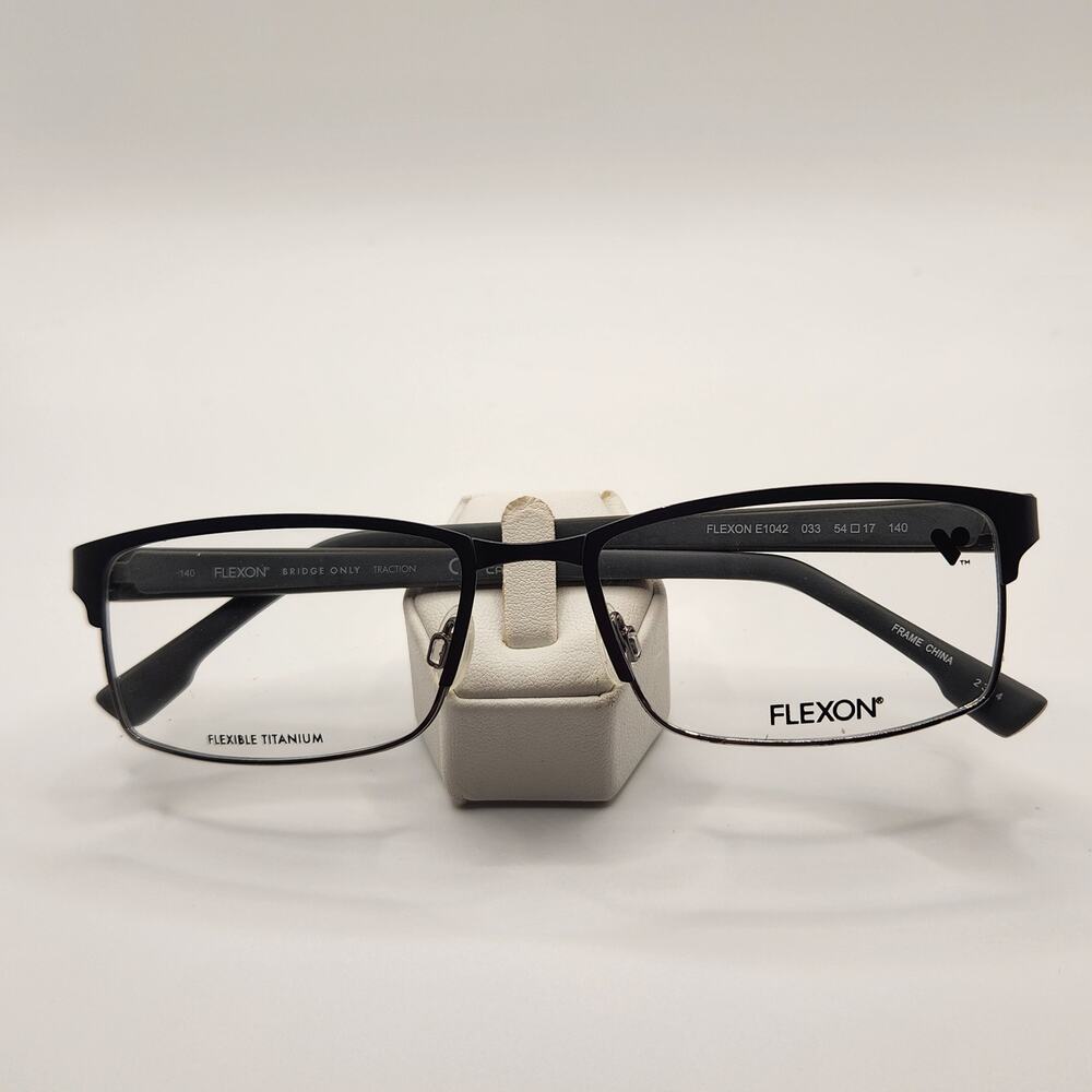 Flexon E1042 033 Eyeglasses Frames Gunmetal Gray Metal Full Rim Rectangle